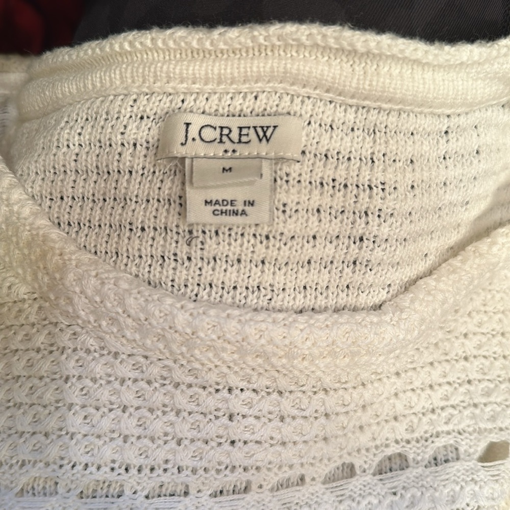 J Crew M Mercantile White Cut Out Sweater w/ Fringe In Excellent Condition! EUC - Picture 9 of 11